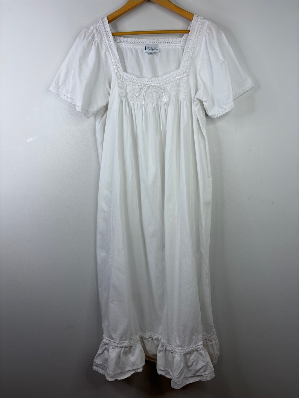 Cotton Nightgown Womens Large White Cotton Short Sleeve Maxi Victorian Ruffle